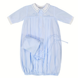 Train Pleated Take Me Home Gown With Bonnet