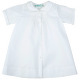 Boys Embroidered Collar Folded Daygown White