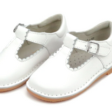 Selina Scalloped MJ T Strap White