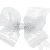 Medium WeeSplash Colored Vinyl Bow with Plain Wrap, Clear