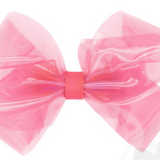 Medium WeeSplash Colored Vinyl Bow with Plain Wrap, Coral Rose