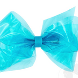 Medium WeeSplash Colored Vinyl Bow with Plain Wrap, New Turquoise