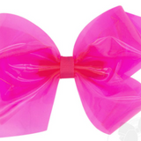 Medium WeeSplash Colored Vinyl Bow with Plain Wrap, Shocking Pink