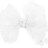 Mini Classic Organza Girls Double Hair Bow, White