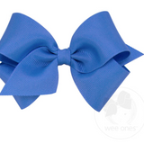 Small Classic Grosgrain Hair Bow (Plain Wrap), Capri Blue