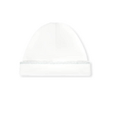 Baby Hat - Park White with Park Blue Featherstitching