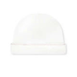 Baby Hat - Park White with Park Pink Featherstitching