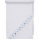 Blanket with Hand Smock White/ Light Blue
