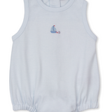 Bubble with Sailboat Hand Embroidery Light Blue