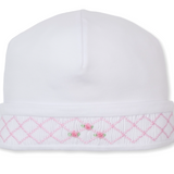 Hat with Hand Smock White/ Light Pink