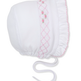 Bonnet with Hand Smock White/ Pink