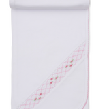 Blanket with Hand Smock White/ Light Pink