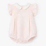 Pink Seersucker Flutter Sleeve Peter Pan Bubble