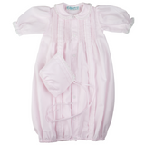 Girls Pintuck & Lace Take Me Home Gown with Bonnet