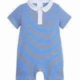 Peter Pan Polo Romper, Royal Stripe