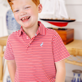 Prim and Proper Polo Sumner County Stripe (Richmond Red)/Beale Street Blue