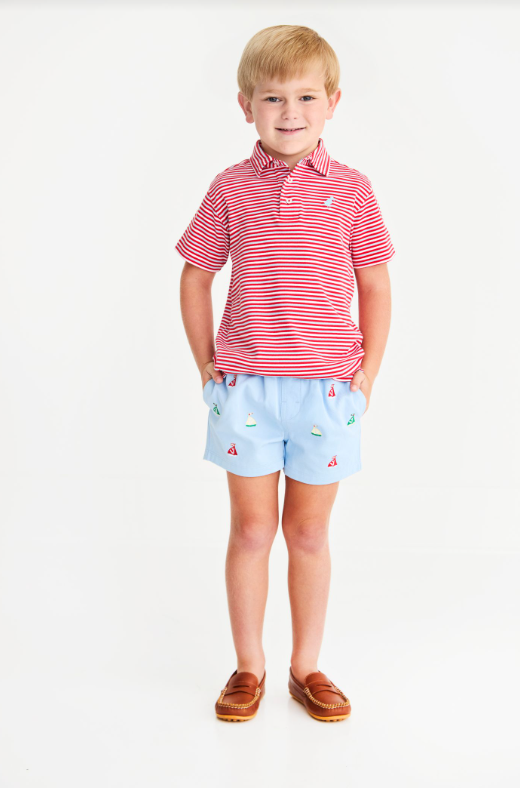 Prim and Proper Polo Sumner County Stripe (Richmond Red)/Beale Street Blue