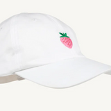 Covington Cap- Worth Avenue White with Strawberry Applique