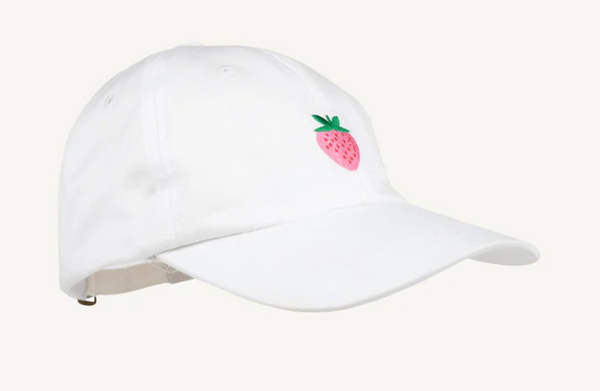 Covington Cap- Worth Avenue White with Strawberry Applique