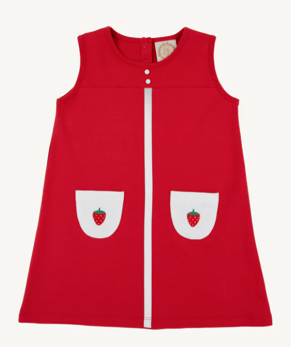 Peggy Pocket Dress- Richmond Red with Worth Avenue White and Strawberry