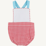 Sayre Sunsuit- Richmond Red Gingham with Belhaven Blue and Worth Avenue White