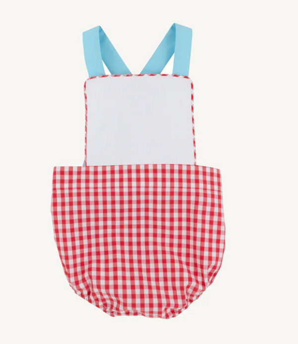 Sayre Sunsuit- Richmond Red Gingham with Belhaven Blue and Worth Avenue White