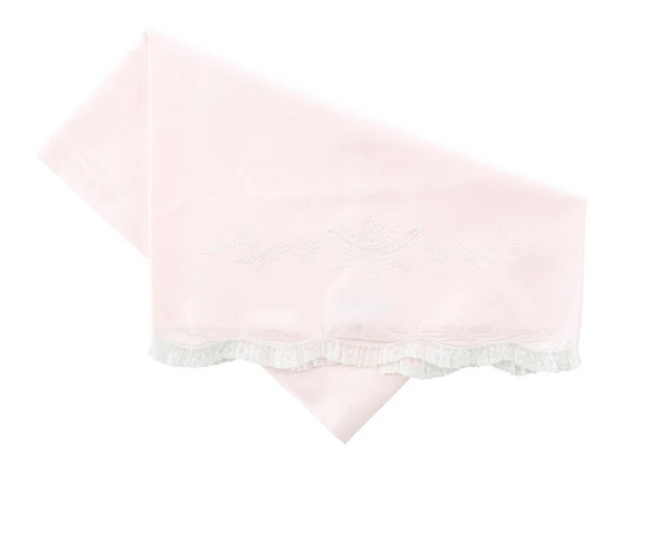Girls Embroidered Pink Receiving Blanket