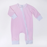 Mini Checks Zip Playsuit- Pink