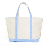 MAXI TOTE - COATED CANVAS NATURAL with SKY TRIM
