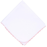 Baby Joy Receiving Blanket with Pink Crochet Trim