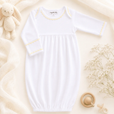Baby Joy Yellow Crochet Trim Gathered Gown