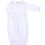 Baby Joy Gown with Pink Crochet Trim Gathered Gown
