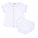 Baby Joy Ruffle Diaper Cover Set with Pink Crochet Trim
