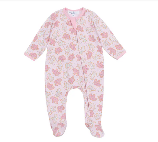 Animal Cracker Zip Footie- Pink
