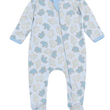 Animal Cracker Zip Footie- Blue
