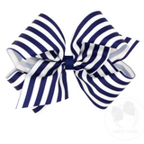 King Stripe Print Bow Navy Blue