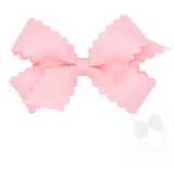 Mini Scallop Edge Grosgrain Bow, Light Pink