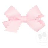 Mini Scallop Edge Grosgrain Bow, Powder Pink