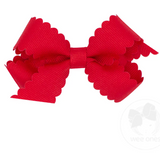 Mini Scallop Edge Grosgrain Bow, Red