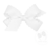 Mini Scallop Edge Grosgrain Bow, White