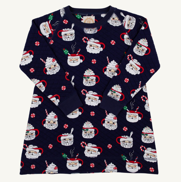 Cassidy Comfy Crewneck Dress, Quilted, Keeping Spirits Bright (Nantucket Navy)