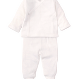 White Pointelle Cross Tee and Pant Set