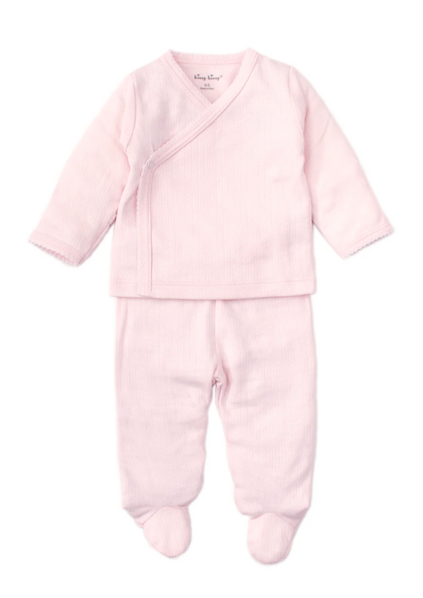 Pink Pointelle Cross Tee and Pant Set