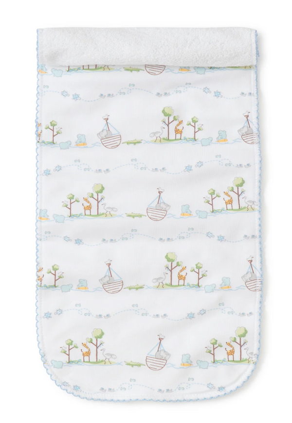 Blue Noah's Print Burp Cloth