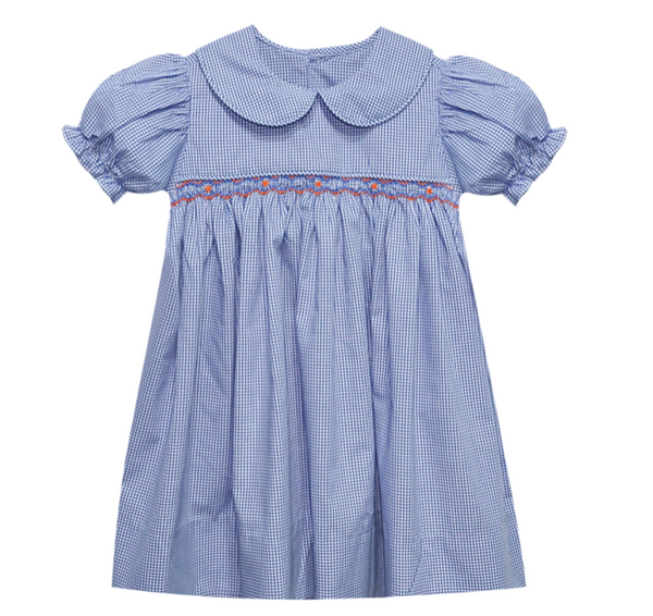 Tiger Navy and Orange Smocked Dress