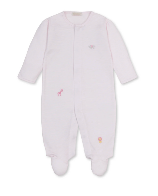 SCE Jungle Hang Out Pink Hand Emb. Stripe Footie