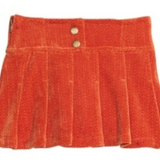 Rust Herringbone Corduroy Pleated Skort
