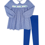 Layla Legging Set, River Royal Minigingham with Flowers