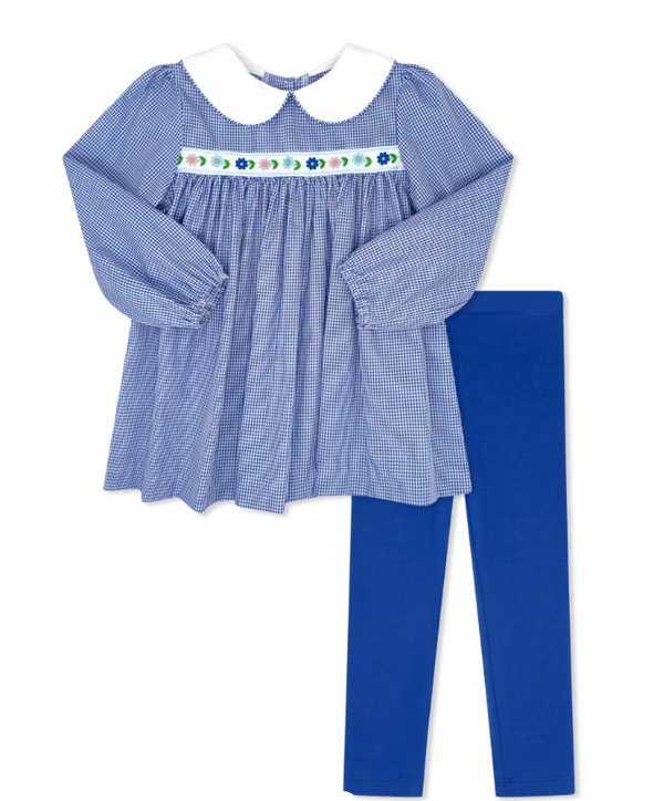 Layla Legging Set, River Royal Minigingham with Flowers