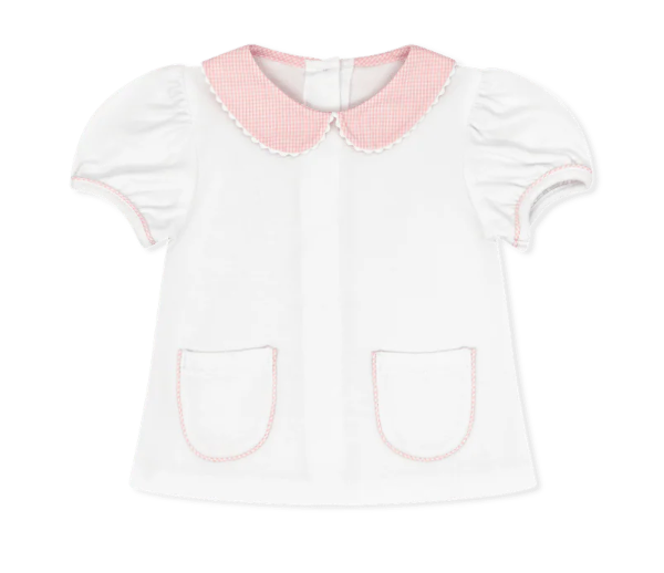 Blessings Blouse, Legacy White with Polite Pink Minigingham